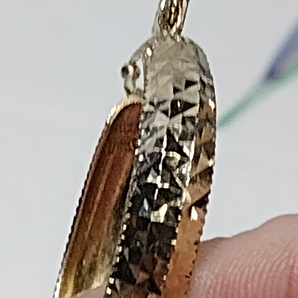 Turkish Yellow Gold Over Sterling Silver Diamond Cut Pattern Hoop Earrings - Picture 4 of 13